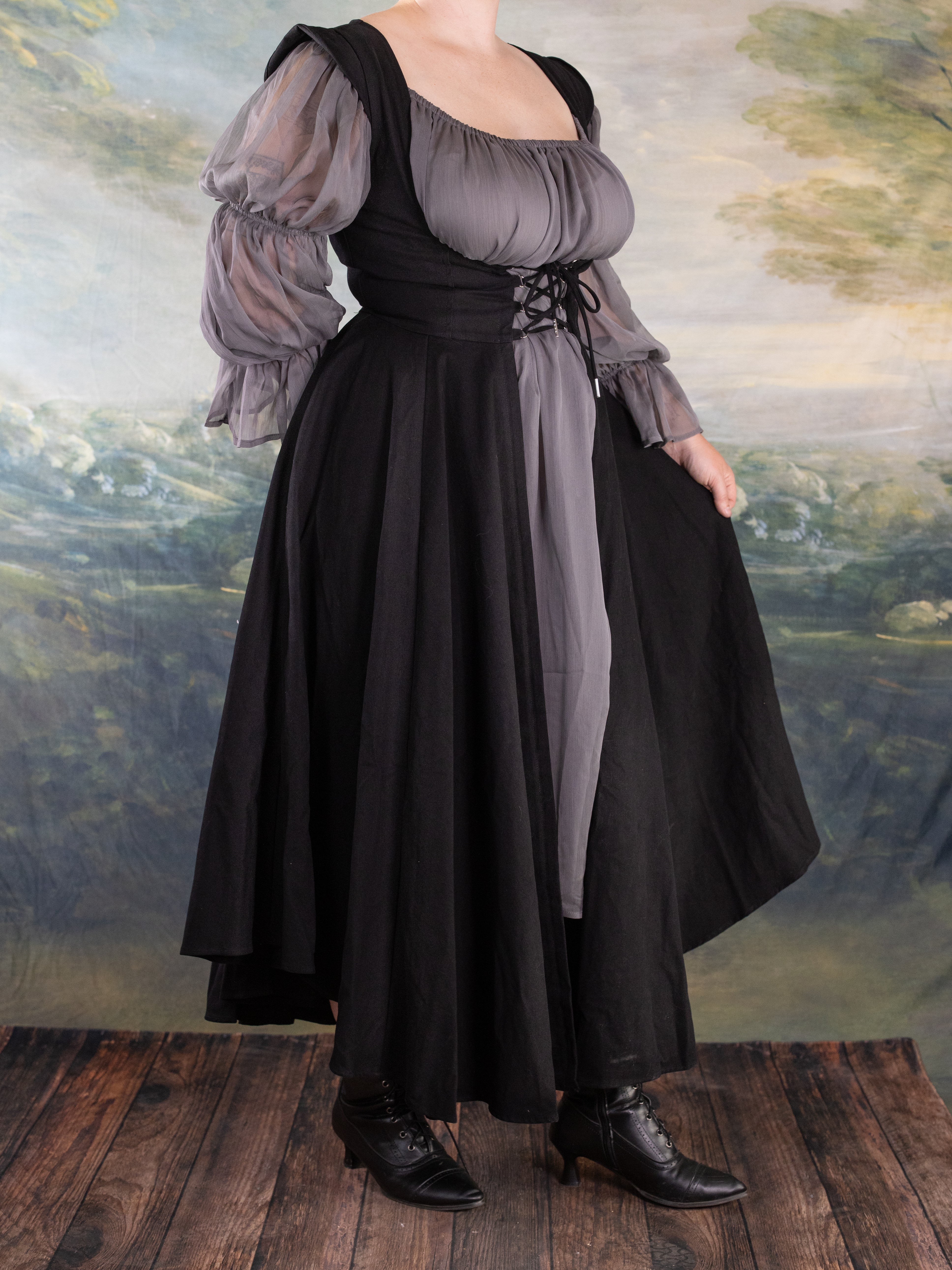Black Cotton Underbust Dress - Image 2