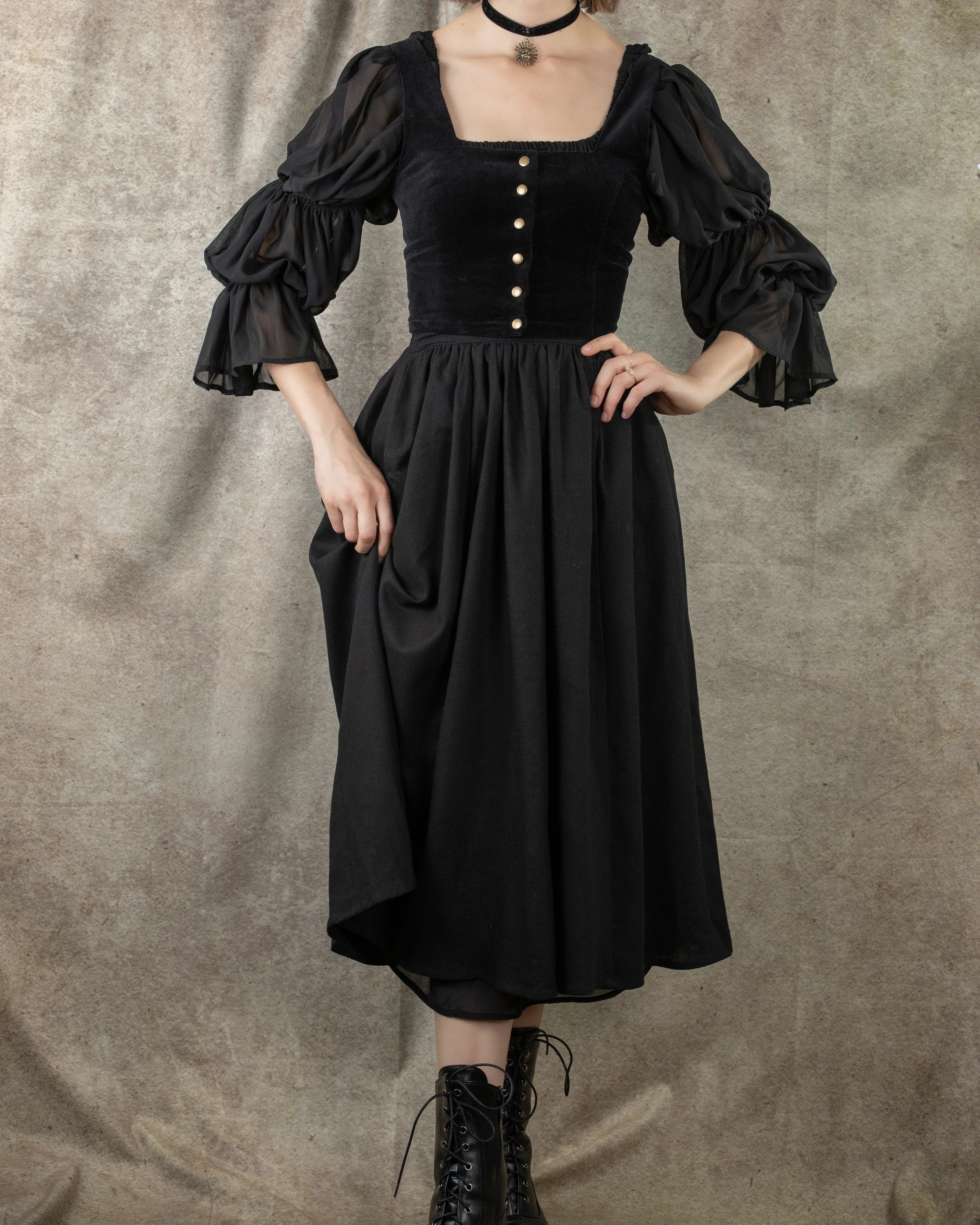 Black Linen Midi Skirt - Image 11