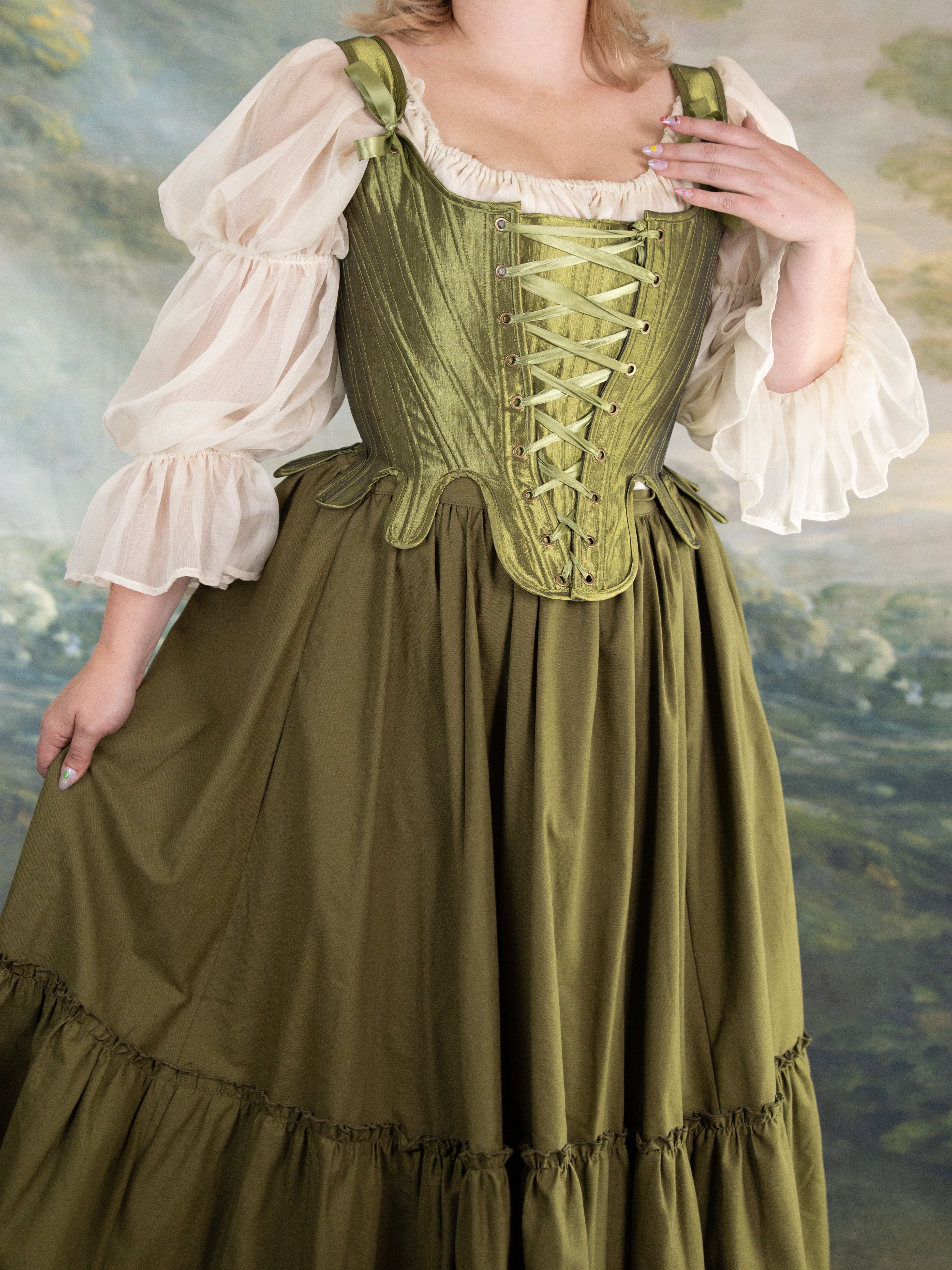 Chartreuse Satin 18th Century Stays - Image 5