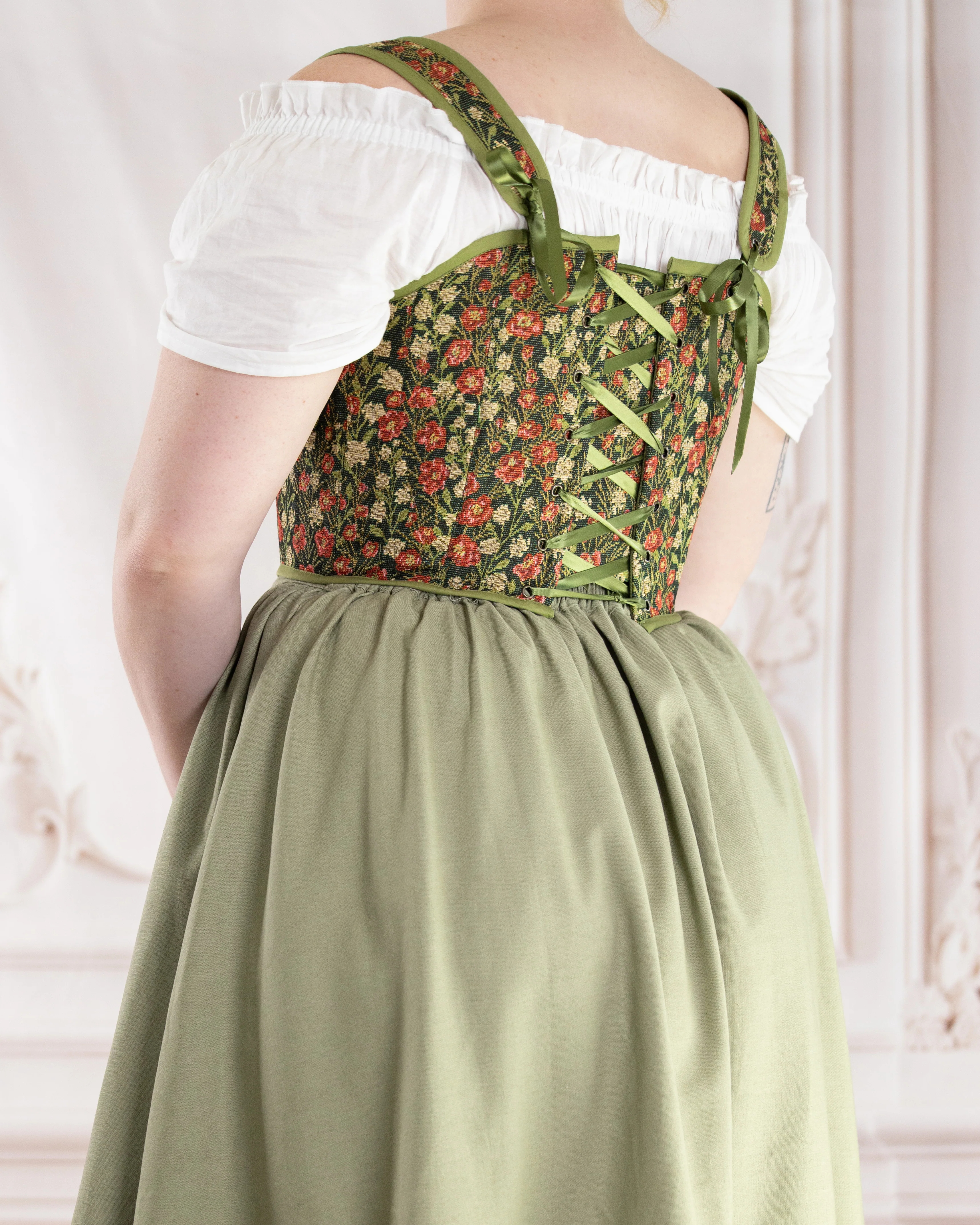 Green Floral Tapestry Corset - Image 14