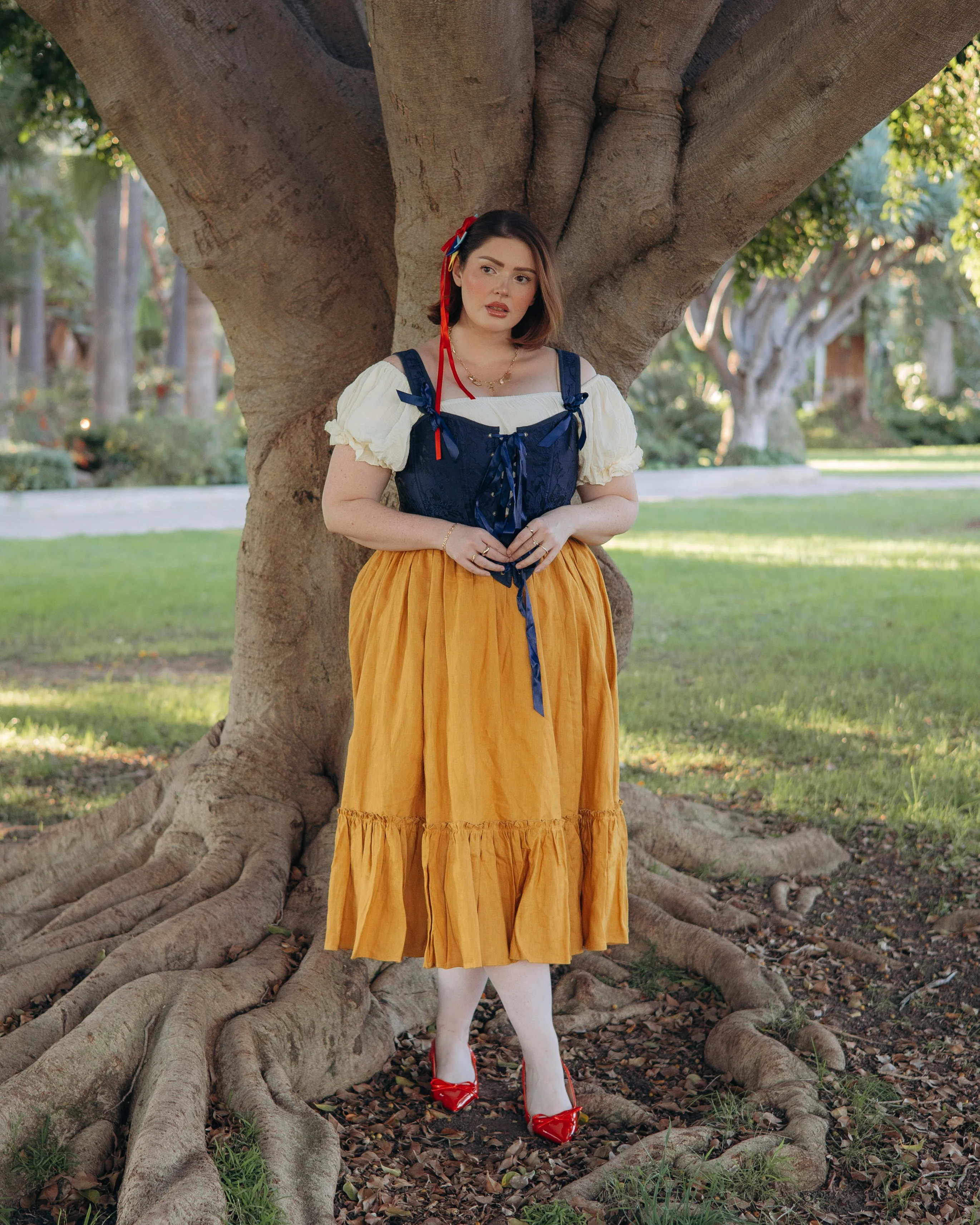 Yellow Linen Ruffle Skirt - Image 3