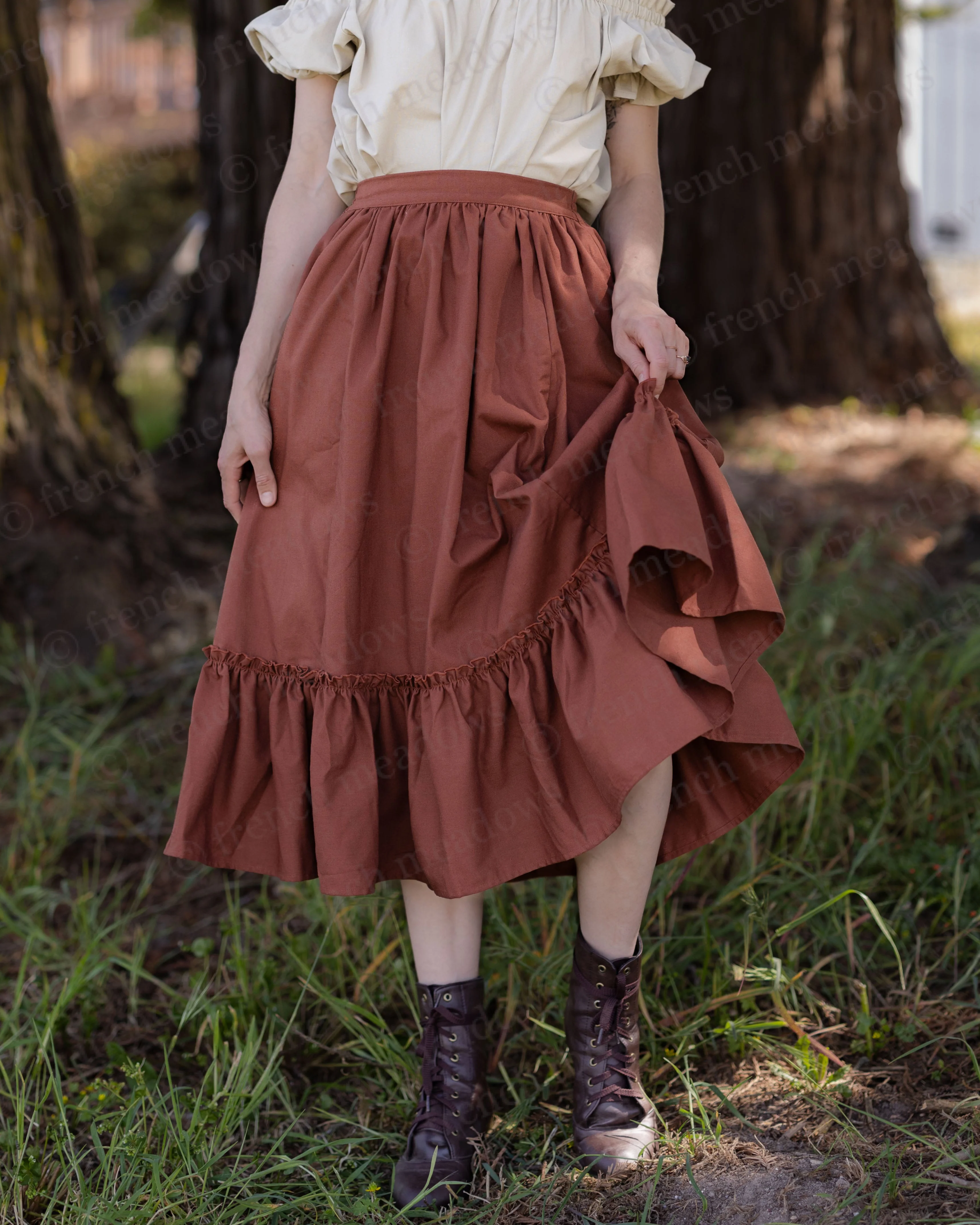 Rust Linen Midi Skirt - Image 5