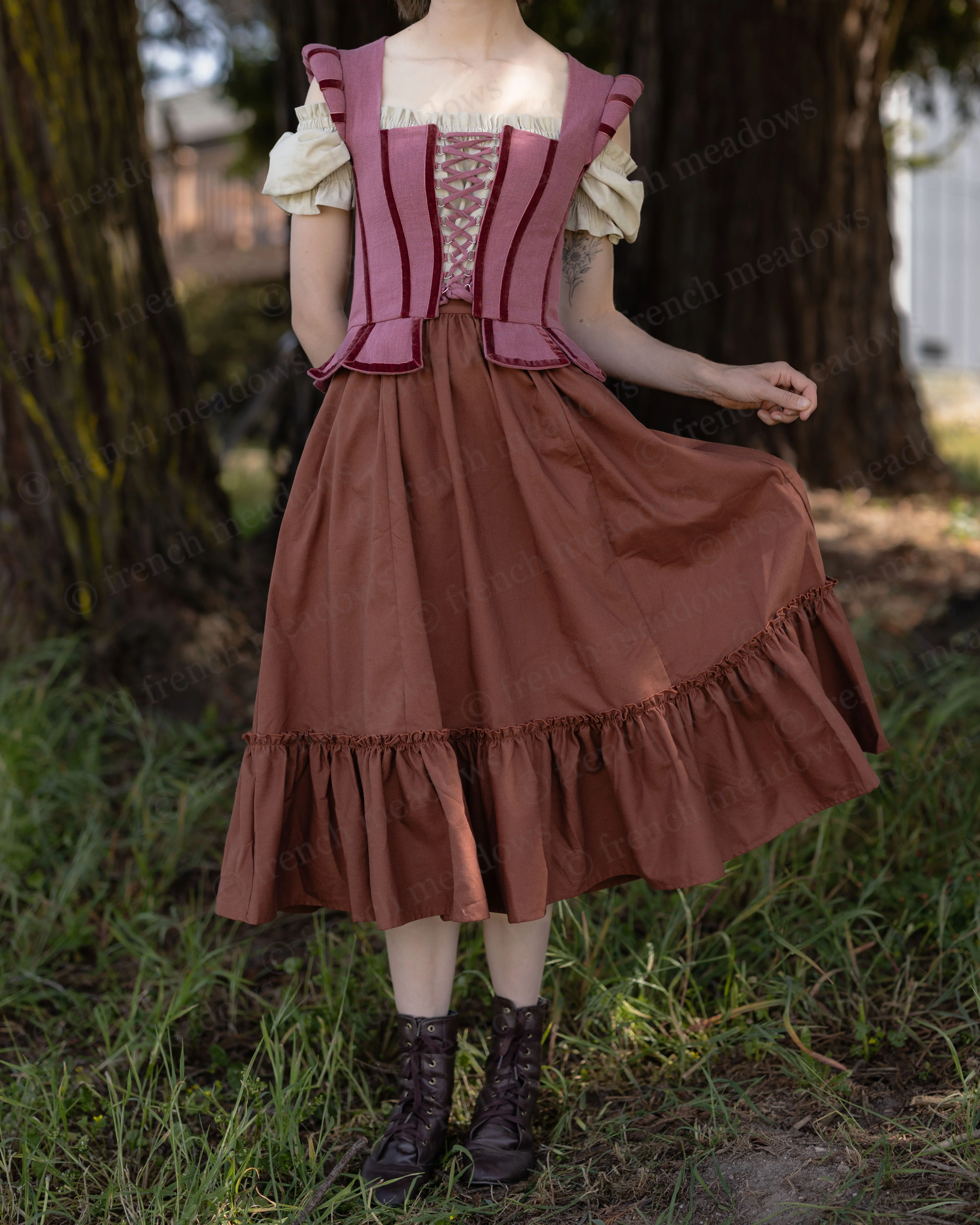 Rust Linen Midi Skirt - Image 9