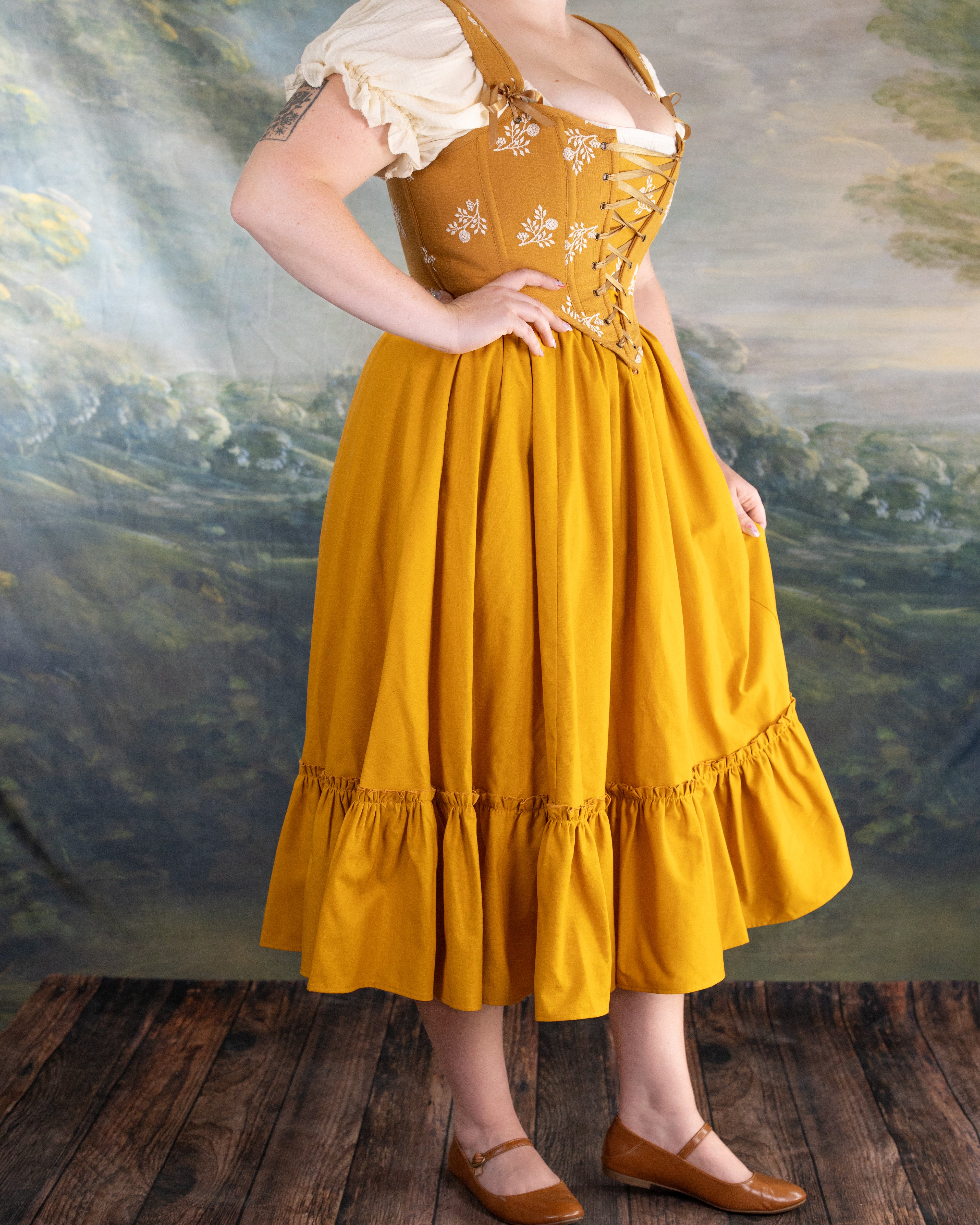 Yellow and White Floral Corset - Image 12