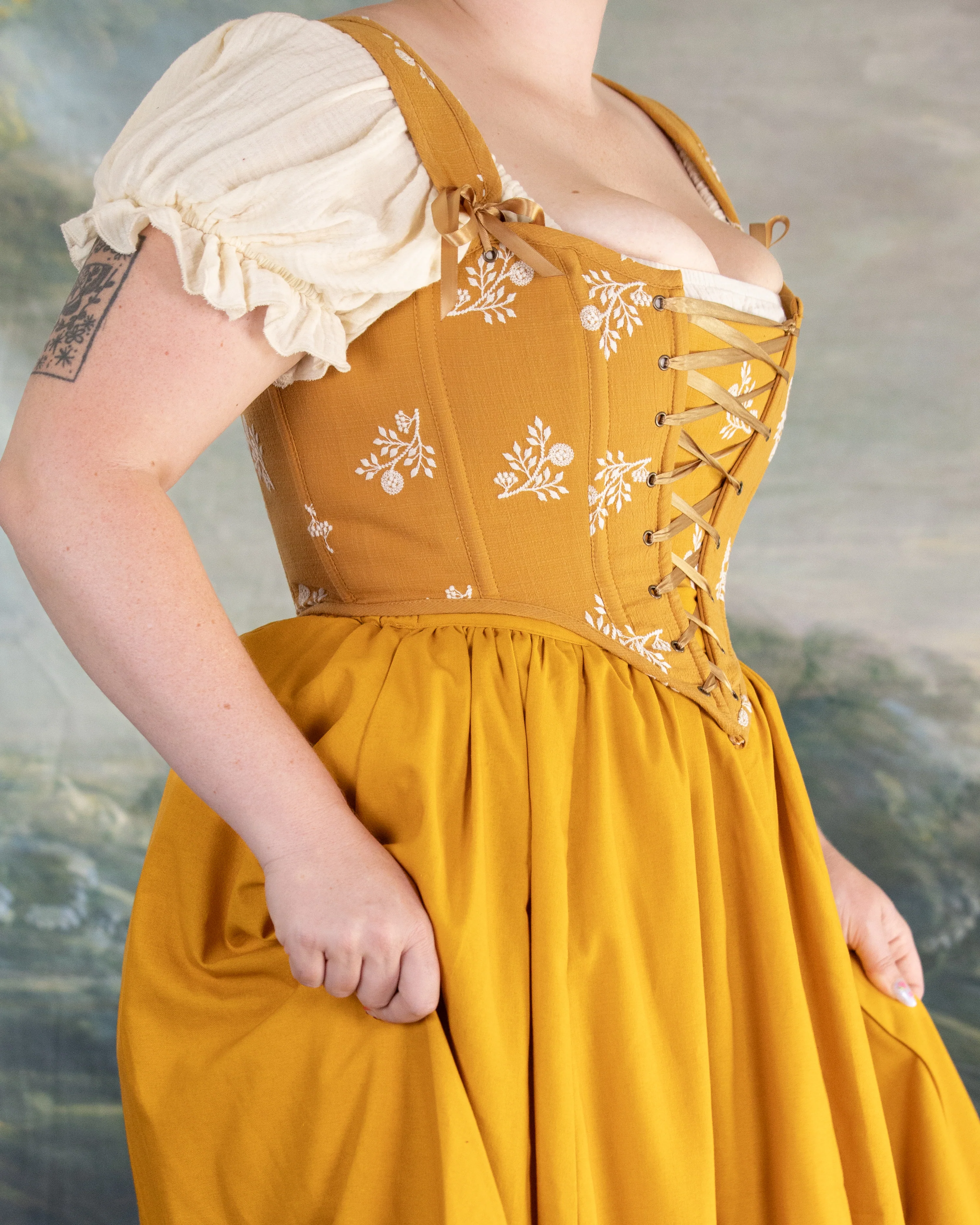 Yellow and White Floral Corset - Image 13