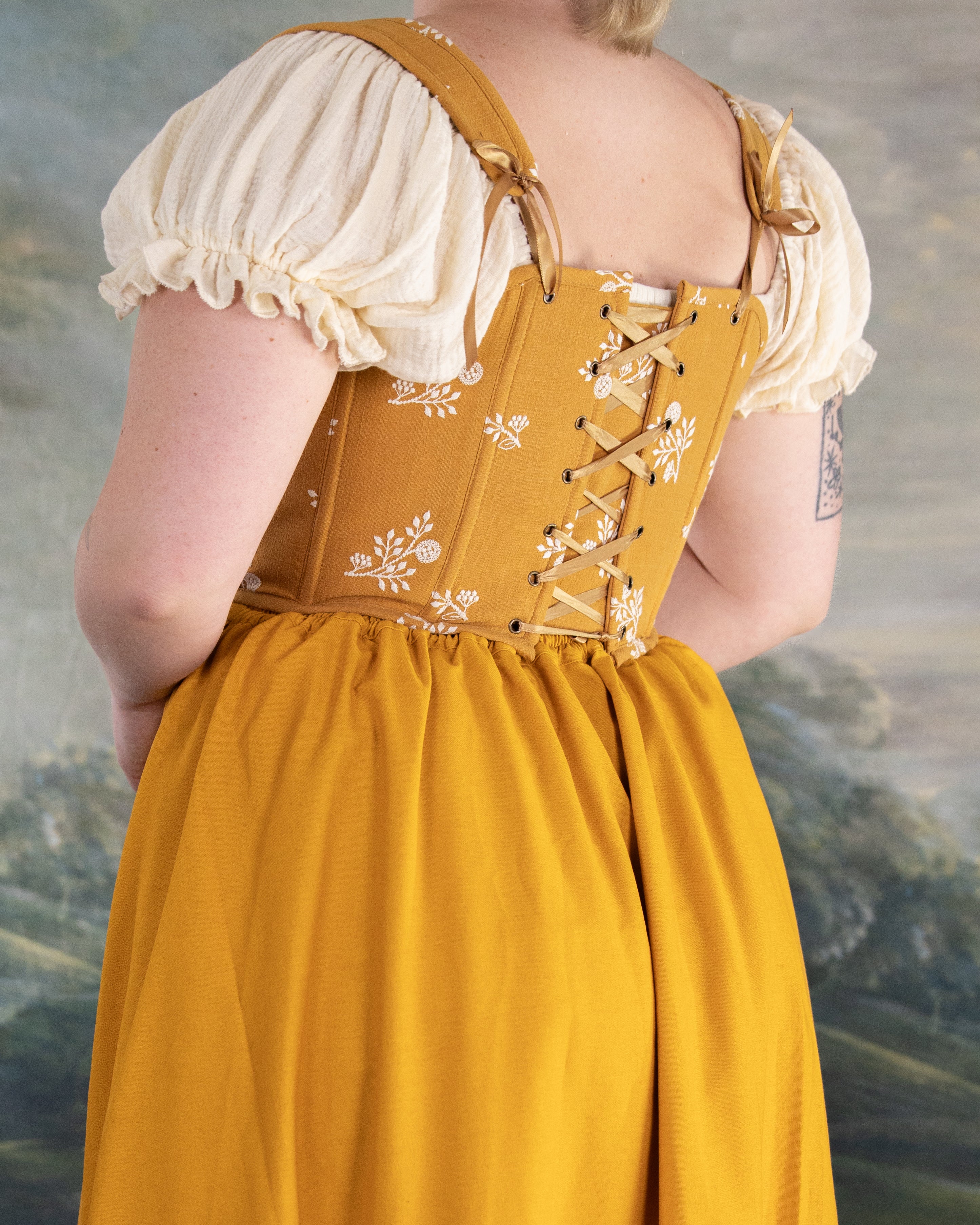 Yellow and White Floral Corset - Image 14