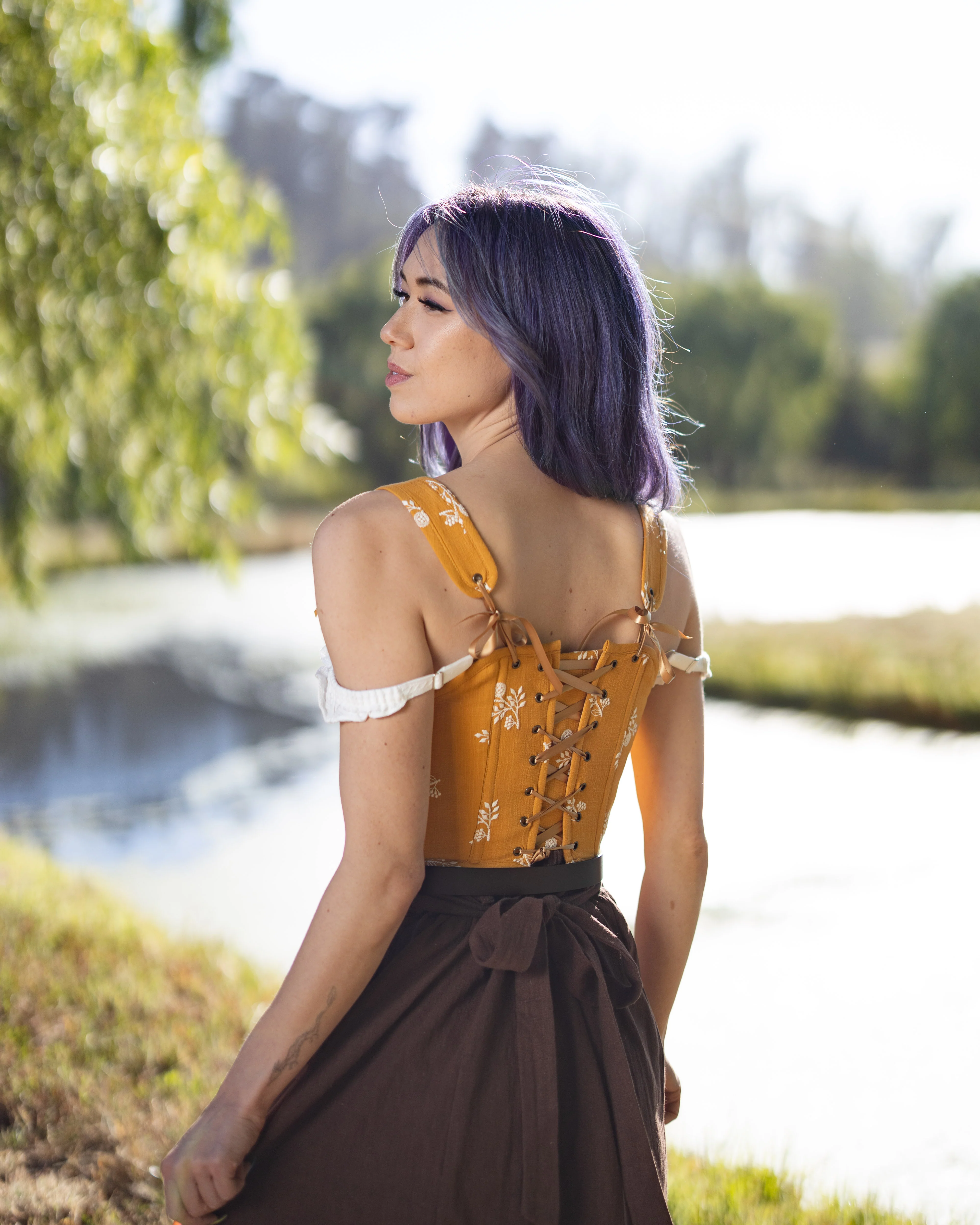 Yellow and White Floral Corset - Image 6