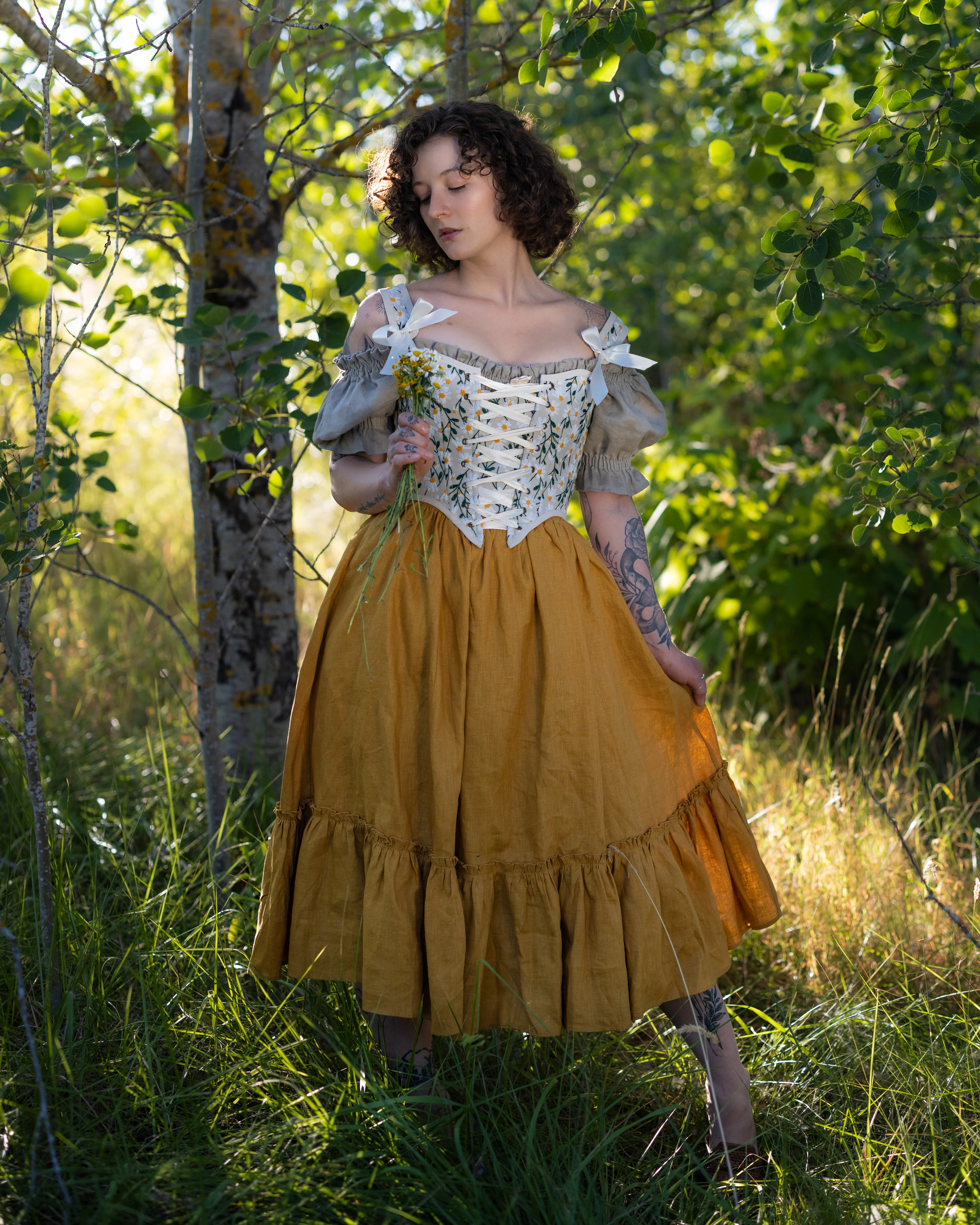 Yellow Linen Ruffle Skirt - Image 10