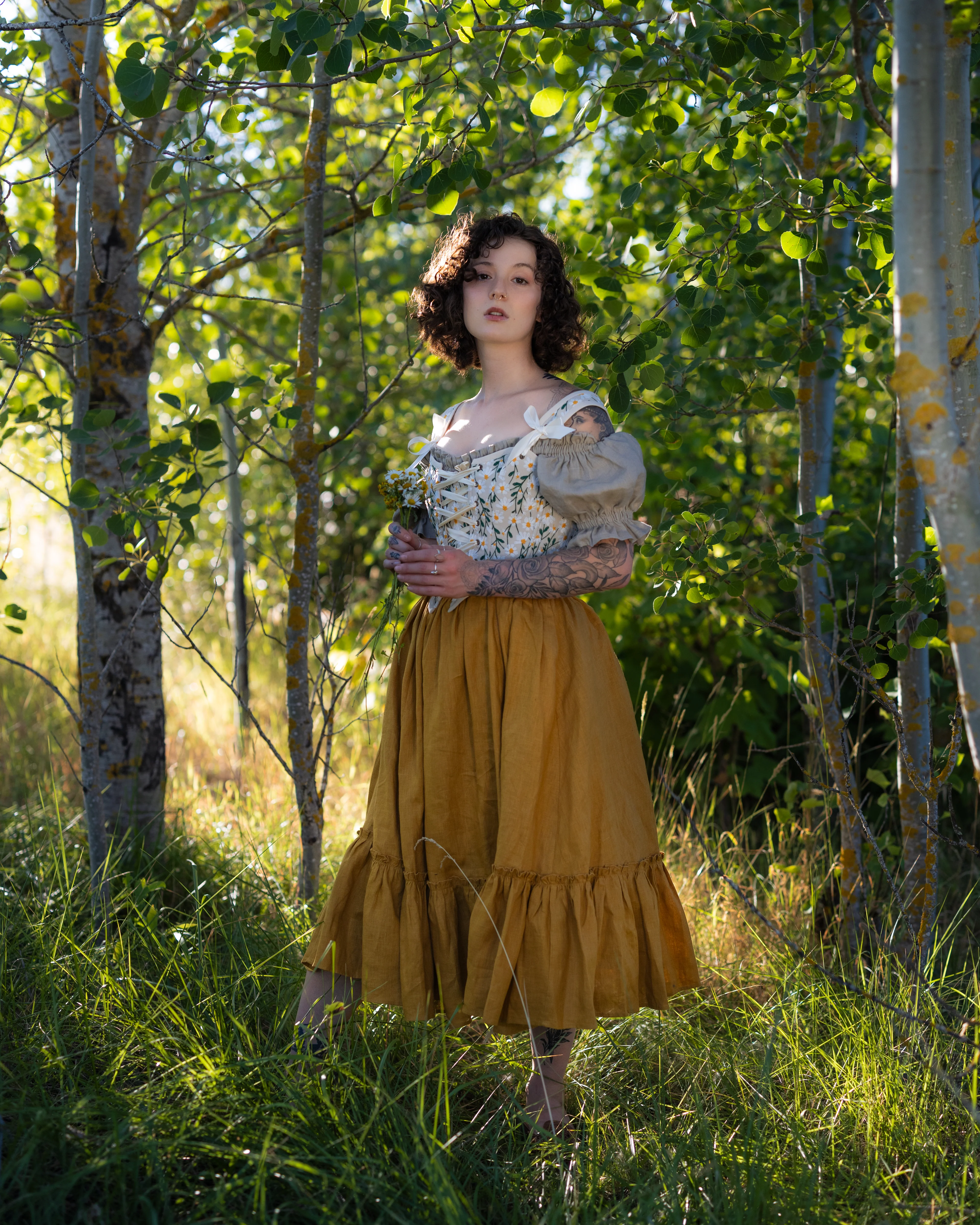 Yellow Linen Ruffle Skirt - Image 11
